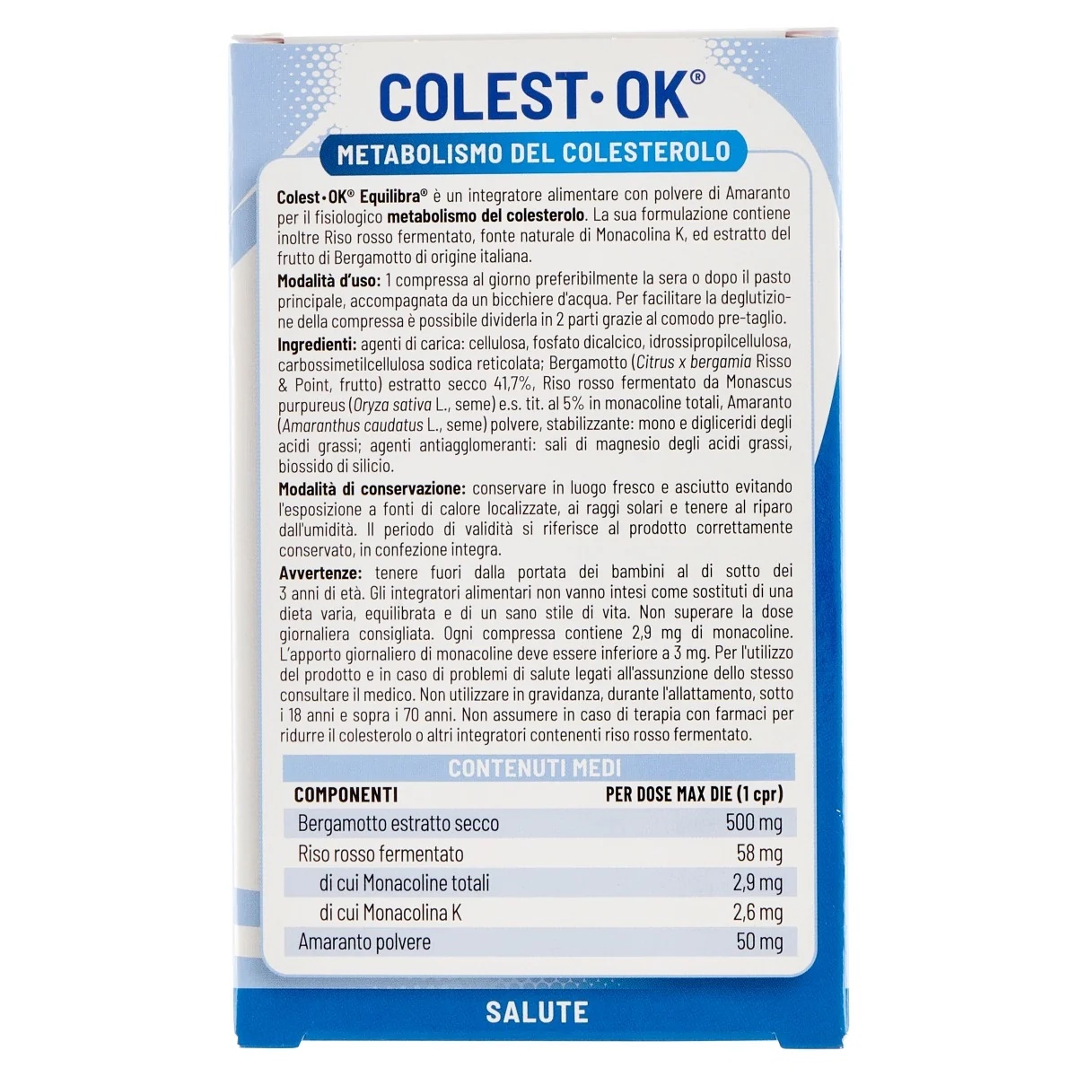 EQUILIBRA Equilibra Colest Ok 20 tabletten Voedingssupplement met cholesterolgehalte