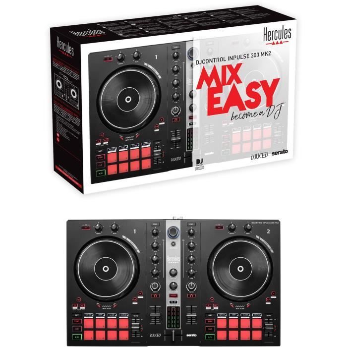 HERCULES DJ CONTROL INPULSE 300 MK2 - Contrôleur DJ USB - 2 voies - 16 pads - Logiciels et tutoriels - Carte son intégrée