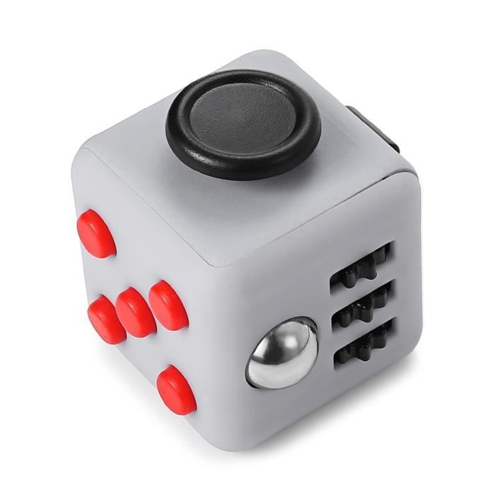 Fidget Cube Anti-ansia con spinner manuale - SWAREY - Giocattolo da dito con 6 funzioni - Grigio
