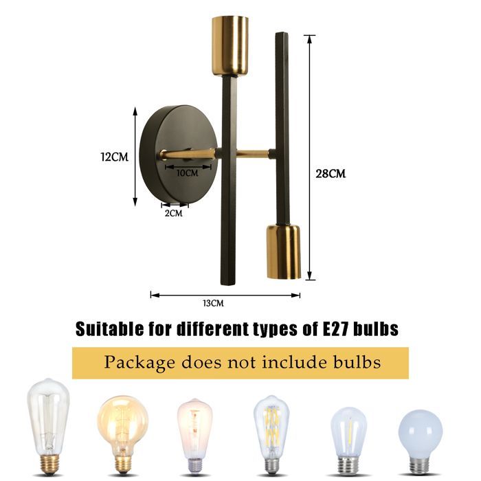 Arandela de parede moderna TOKIUS para interiores, estilo vintage, com soquete E27, em metal, ideal para sala de estar, quarto, corredor e escada (1 unidade, cor cobre preto).