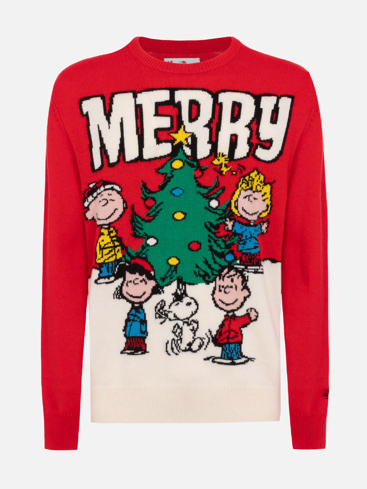 Heron Heren Trui Rood Jacquard Peanuts Merry Print | SNOOP