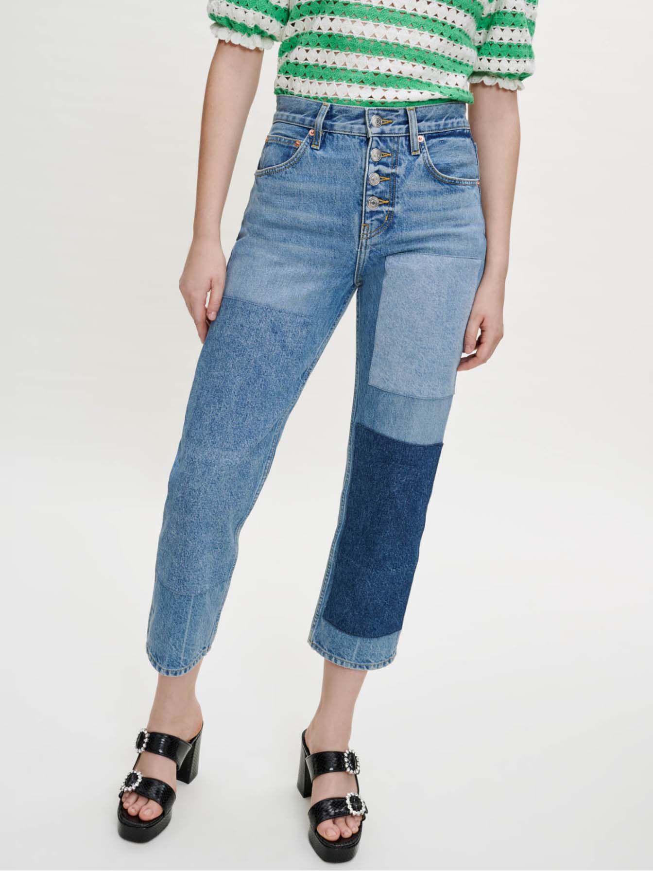 Spijkerbroek met patches - Blauw