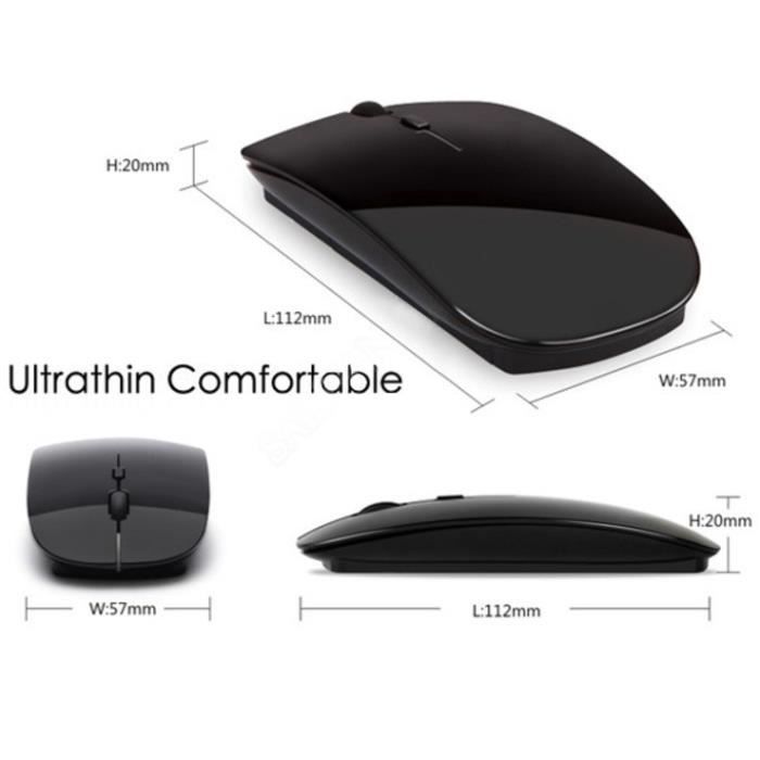 Souris Ultra Plate pour PC ACER Sans Fil USB Universelle Capteur Optique 3 Boutons Couleurs - Couleur:NOIR