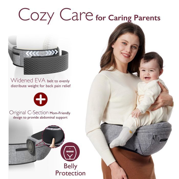 Portabebés ergonómico ajustable Momcozy, para recién nacidos y niños pequeños de hasta 20 kg, gris, talla mediana.