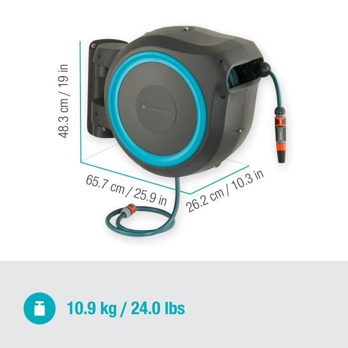 Enrollador de manguera automático de pared GARDENA RollUp M/L - 25 m de longitud - 13 mm de diámetro - Kit completo - 5 años de garantía