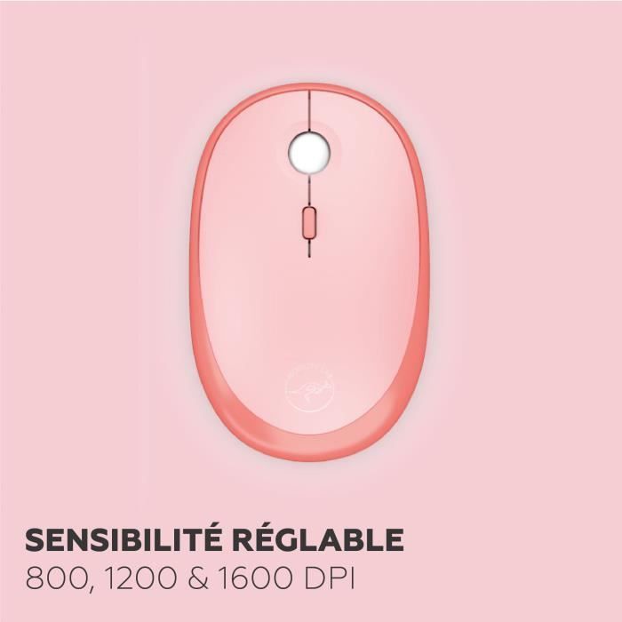 Toetsenbord- en muisset - MOBILITY LAB - Effen kleur - Draadloos - Geïntegreerd numeriek toetsenblok - Roze