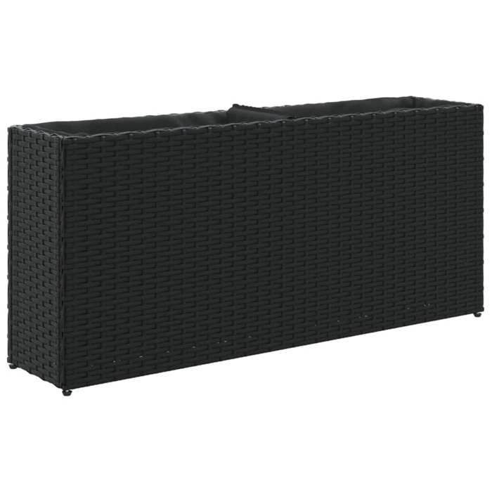 Vaso vidaXL com 2 vasos, preto, 90x20x40 cm, resina trançada, vaso para plantas de exterior, floreira, vaso para tomates, 366407