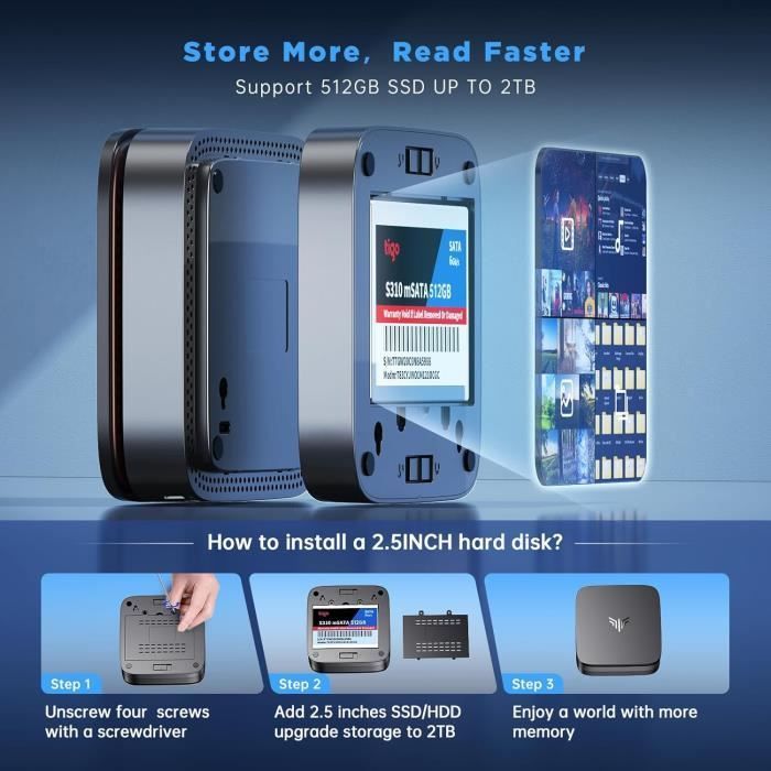 Mini-pc - NiPoGi - AK1 PLUS - Intel Alder Lake-N100 - 16 GB RAM - 1 TB SSD