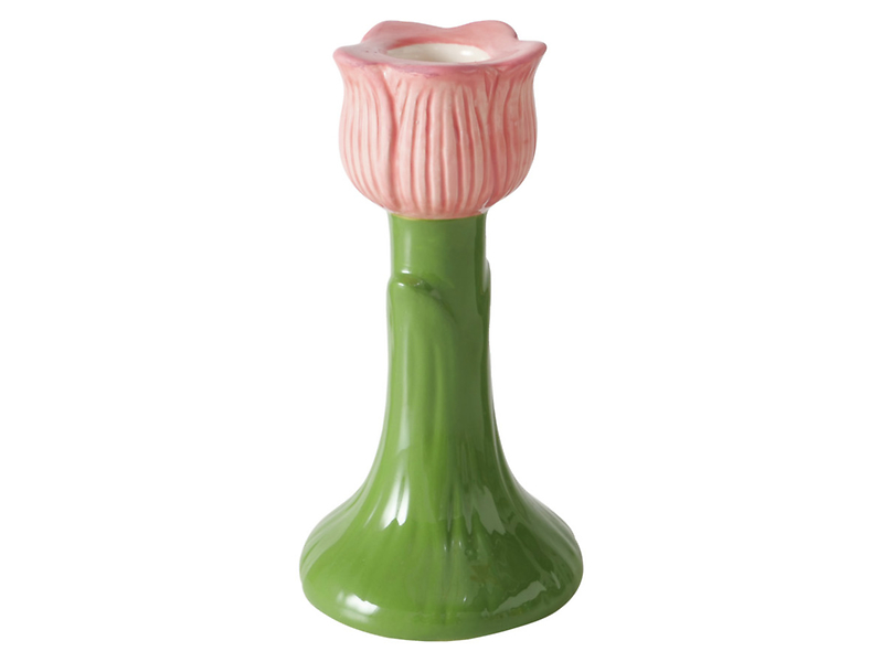Świecznik ceramiczny Tulipan 14 cm różowy