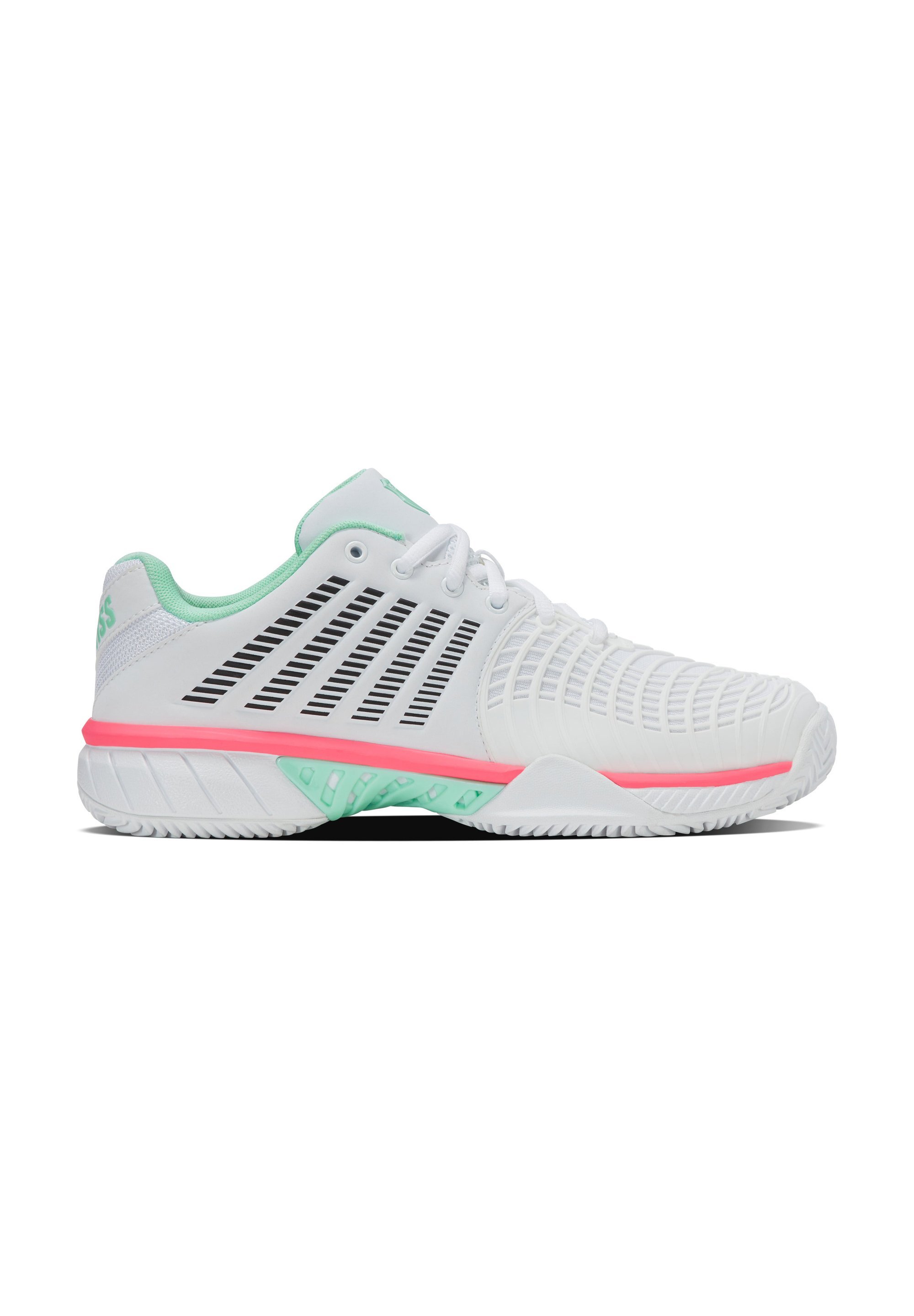 K-SWISS EXPRESS LIGHT 3 - Scarpe da tennis per campi in terra battuta - bianco/verde menta fluo/rosa pastello fluo