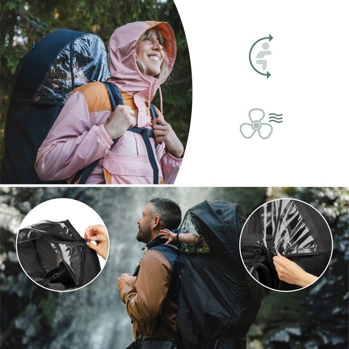 Babymoov Moov & Hike -kantoreppu, sadeviitta, täyspeittävä, 3 ikkunaa