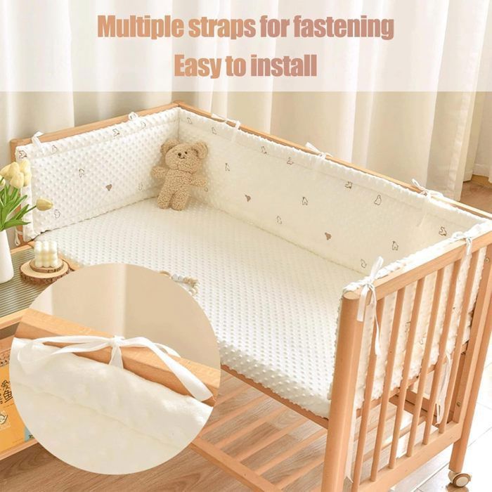 Tour De Lit Bébé,Douce Tour De Lit Respirant,Lavable Protection Barreaux Lit Bébé pour La Sécurité De Bébé,140x28c TOUR DE LIT BEBE