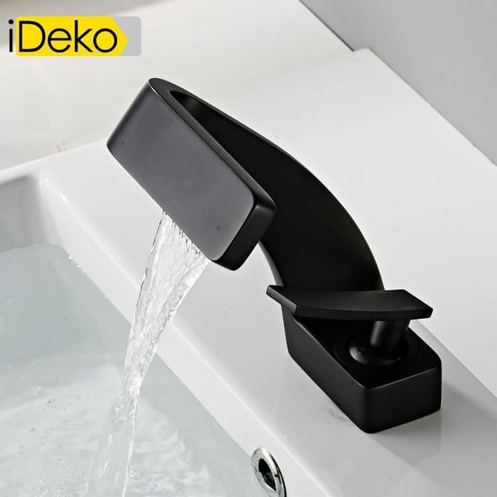 iDeko® Moderne Waterval Badkamermengkraan met Schildersdesign, Eéngreeps, Zwart, EU-standaard