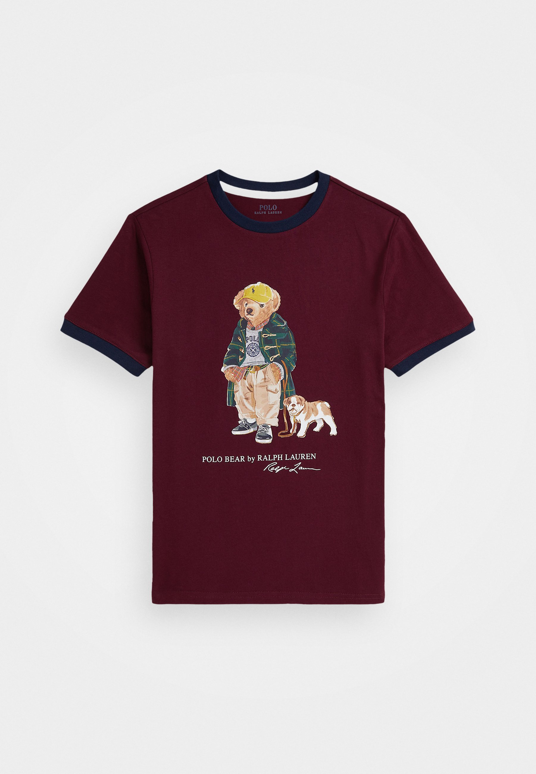 Polo Ralph Lauren POLO BEAR COTTON RINGER TEE - T-shirt met print - klassiek wijnrood/beige
