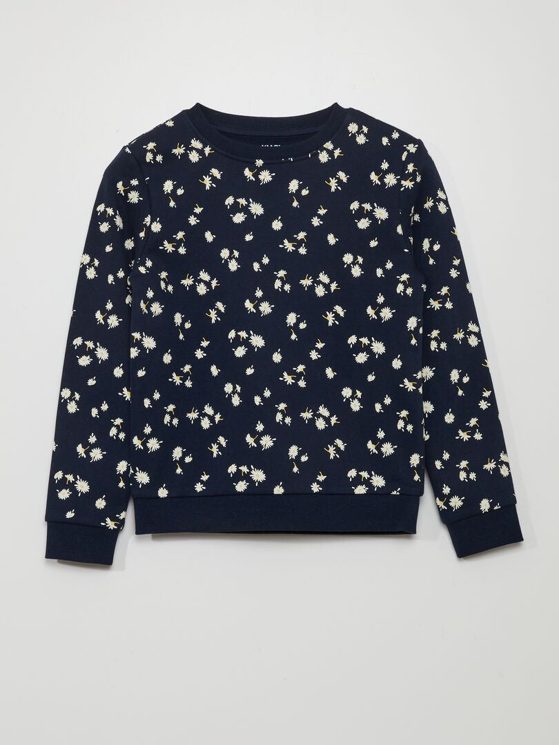 Sweatshirt van fleece met print - BLAUW