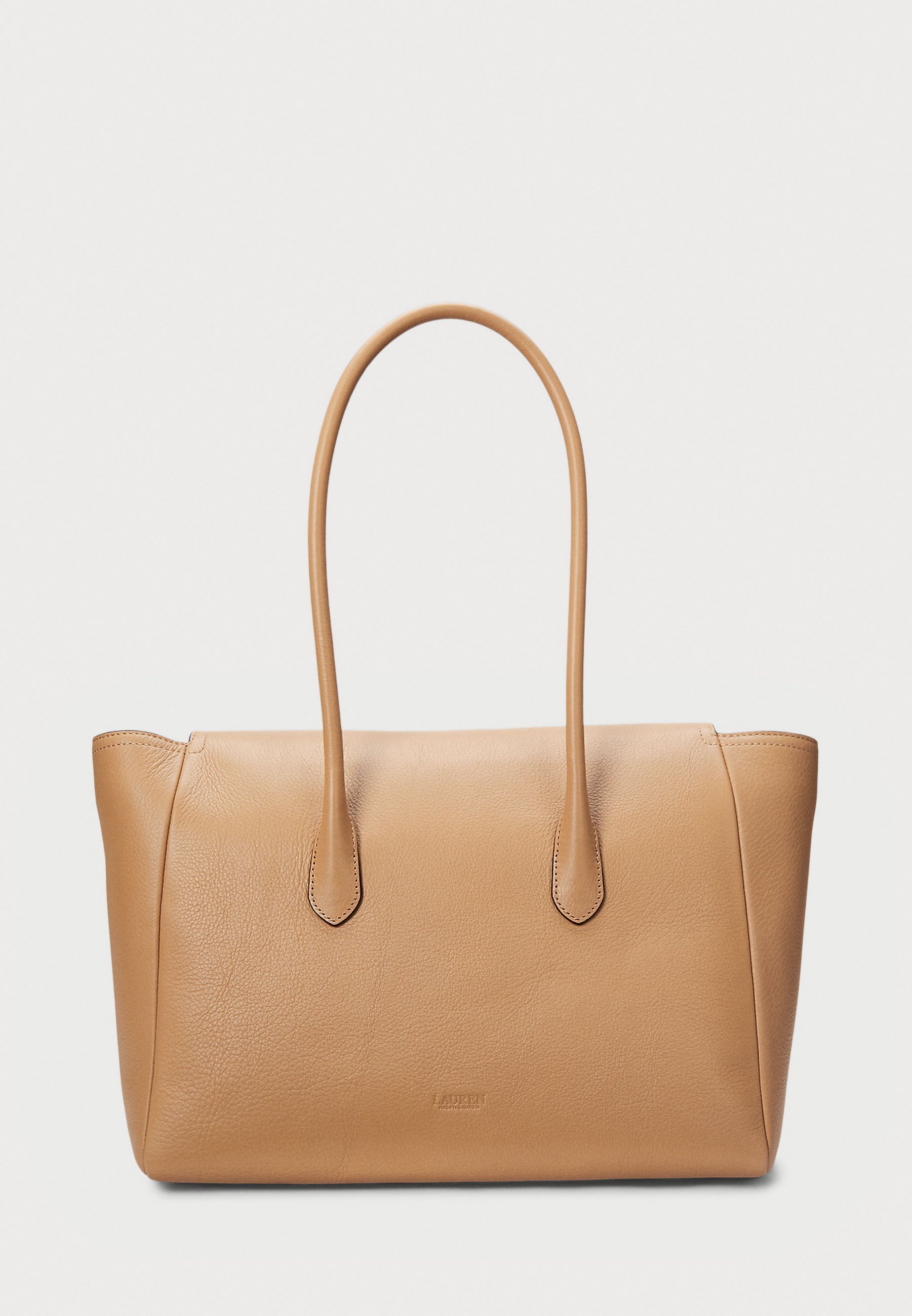 Borsa a mano grande in pelle martellata Lauren Ralph Lauren - colore beige