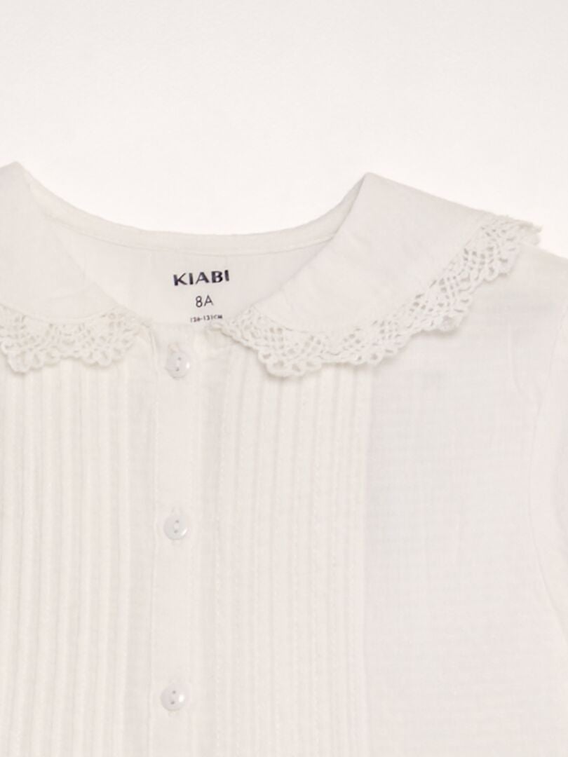 Blusa con cuello texturizado - BLANCA
