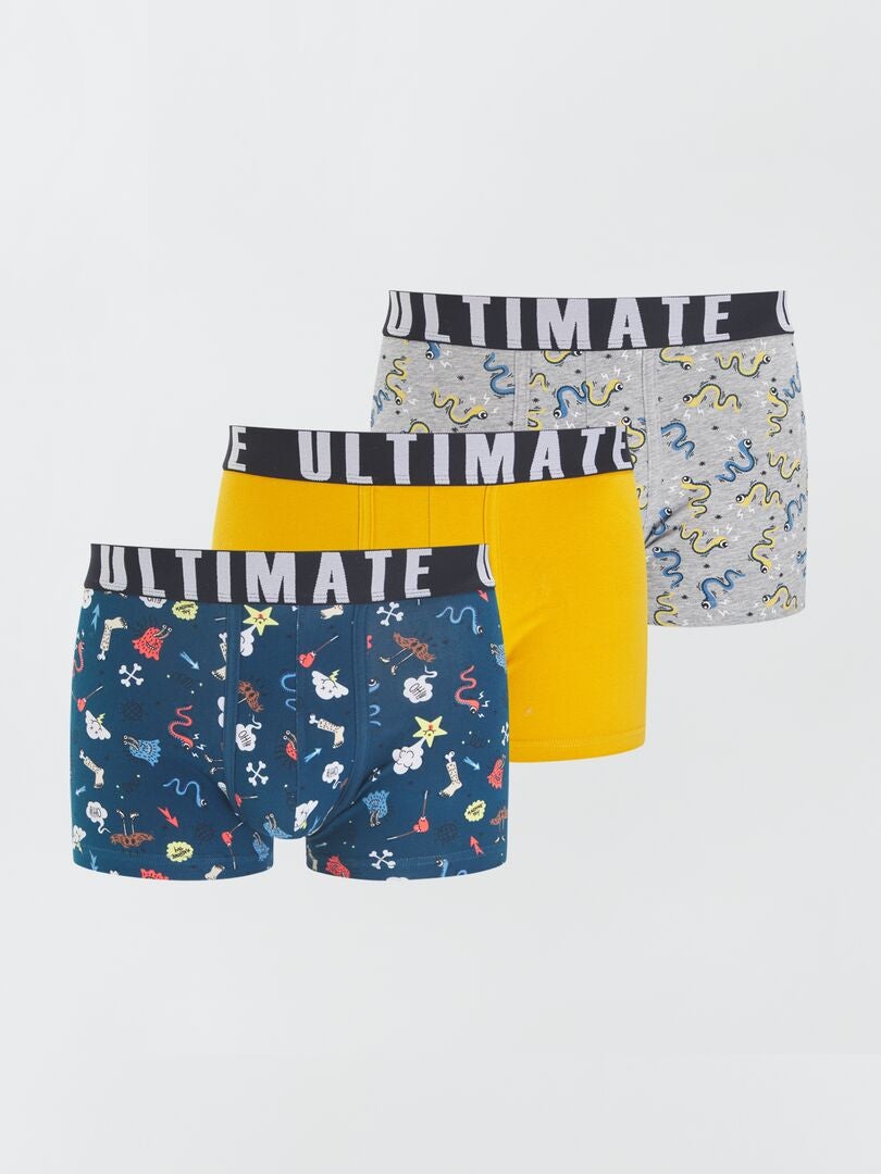 Conjunto de 3 bóxers estampados - AZUL