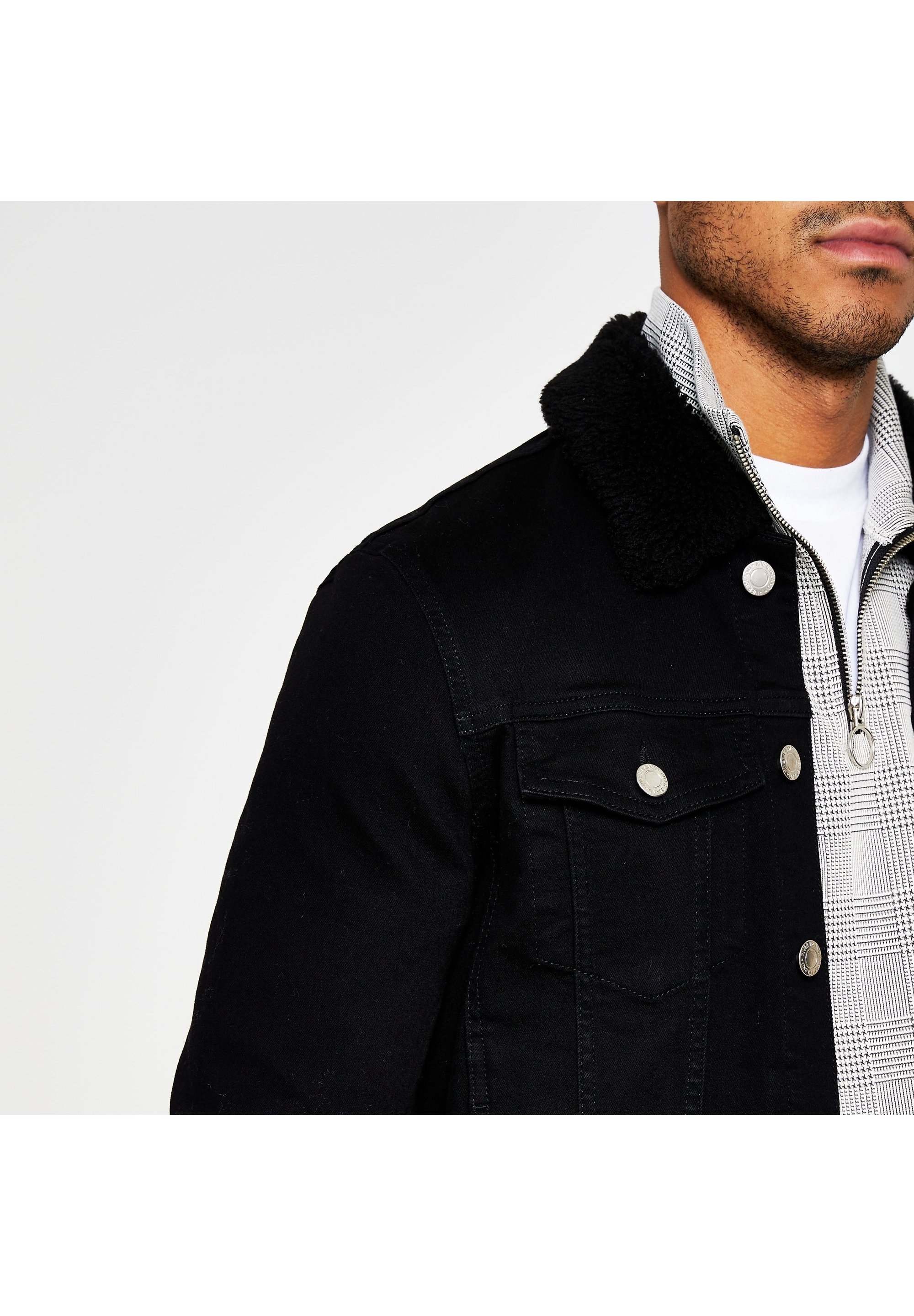 River Island Jeansjacke – schwarz