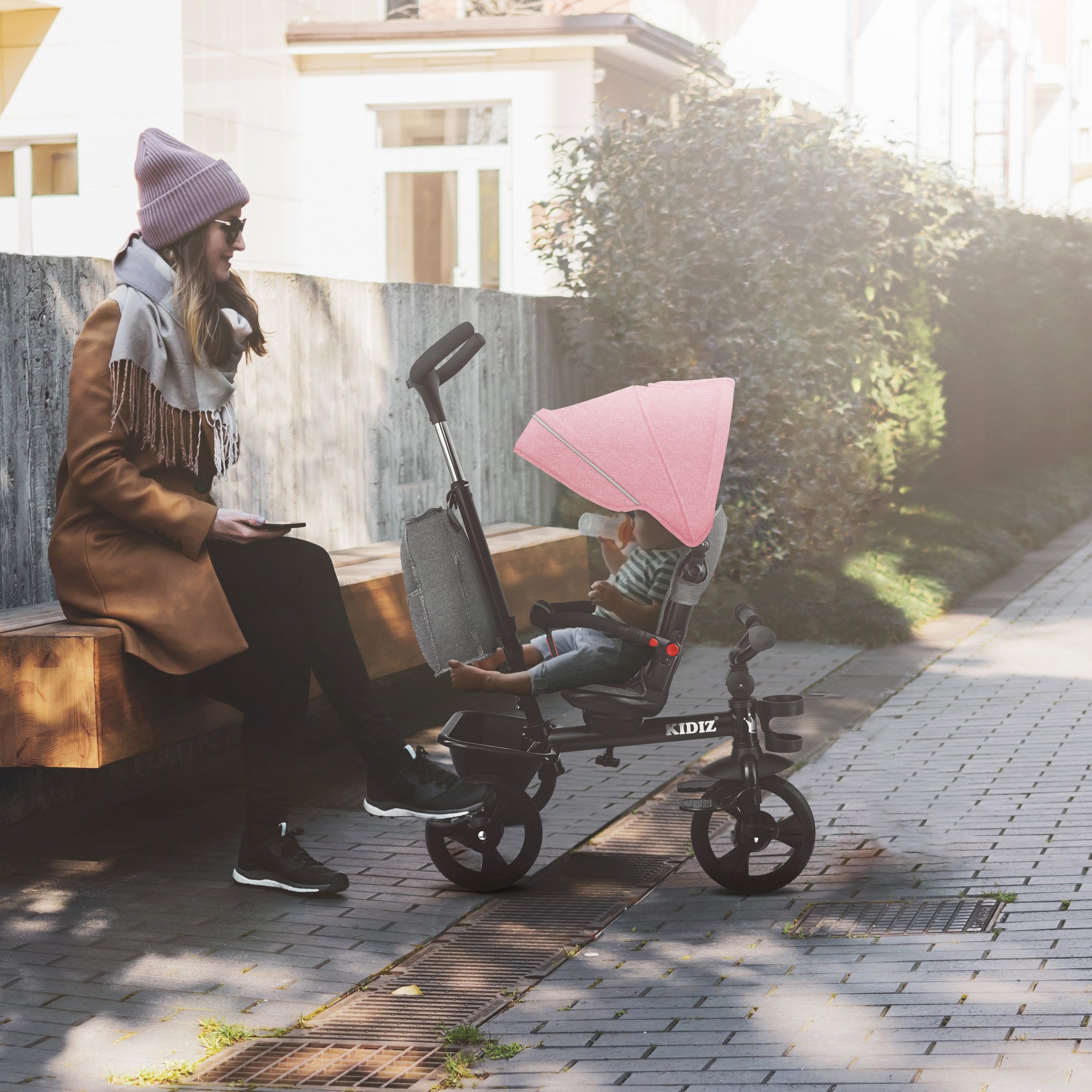 KIDIZ Driewieler, 5-in-1 kinderdriewieler met duwstang en stuursysteem