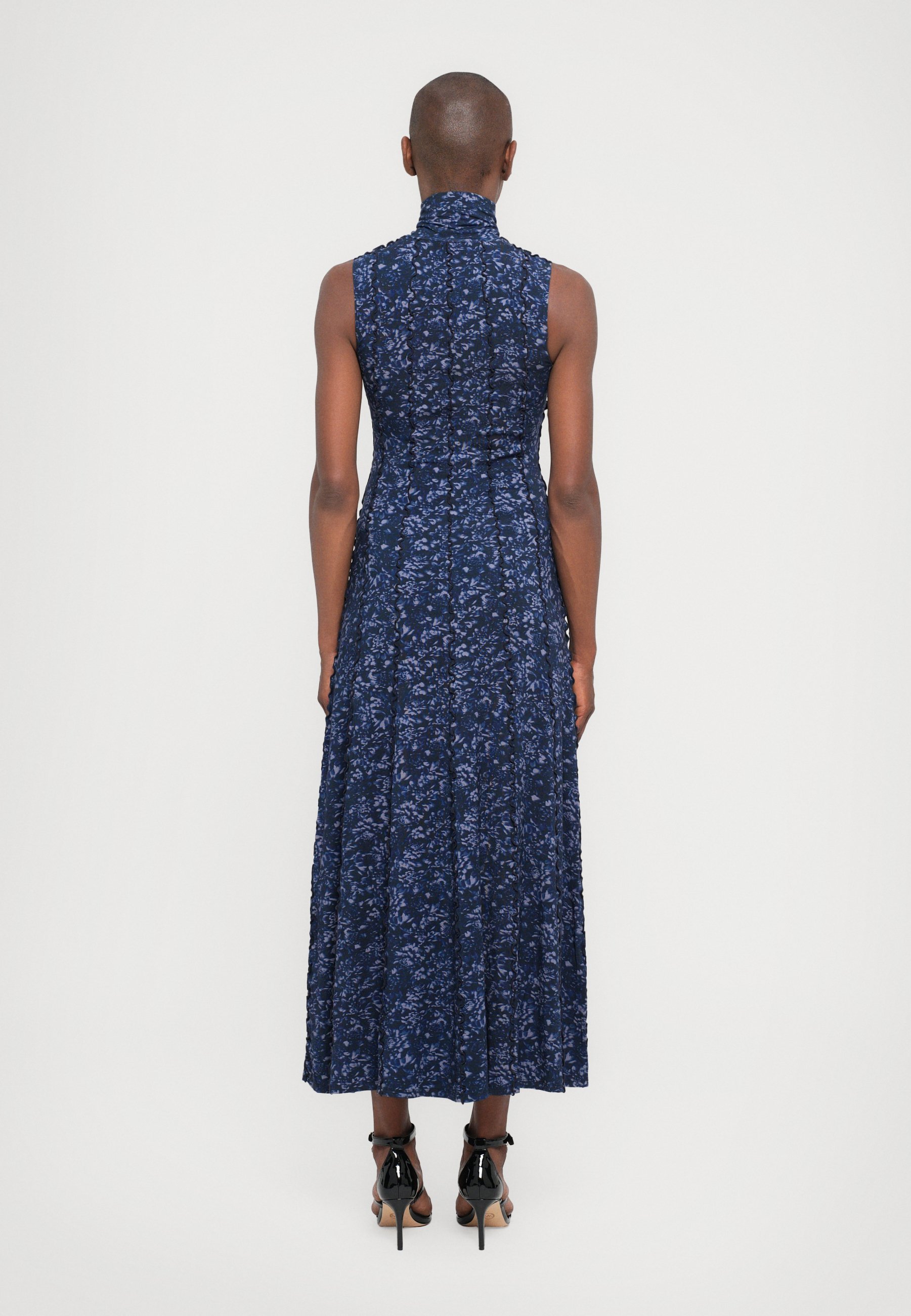 Proenza Schouler White Label VALENTINA DRESS PRINTED - Jersey jurk - marineblauw/leisteengrijs