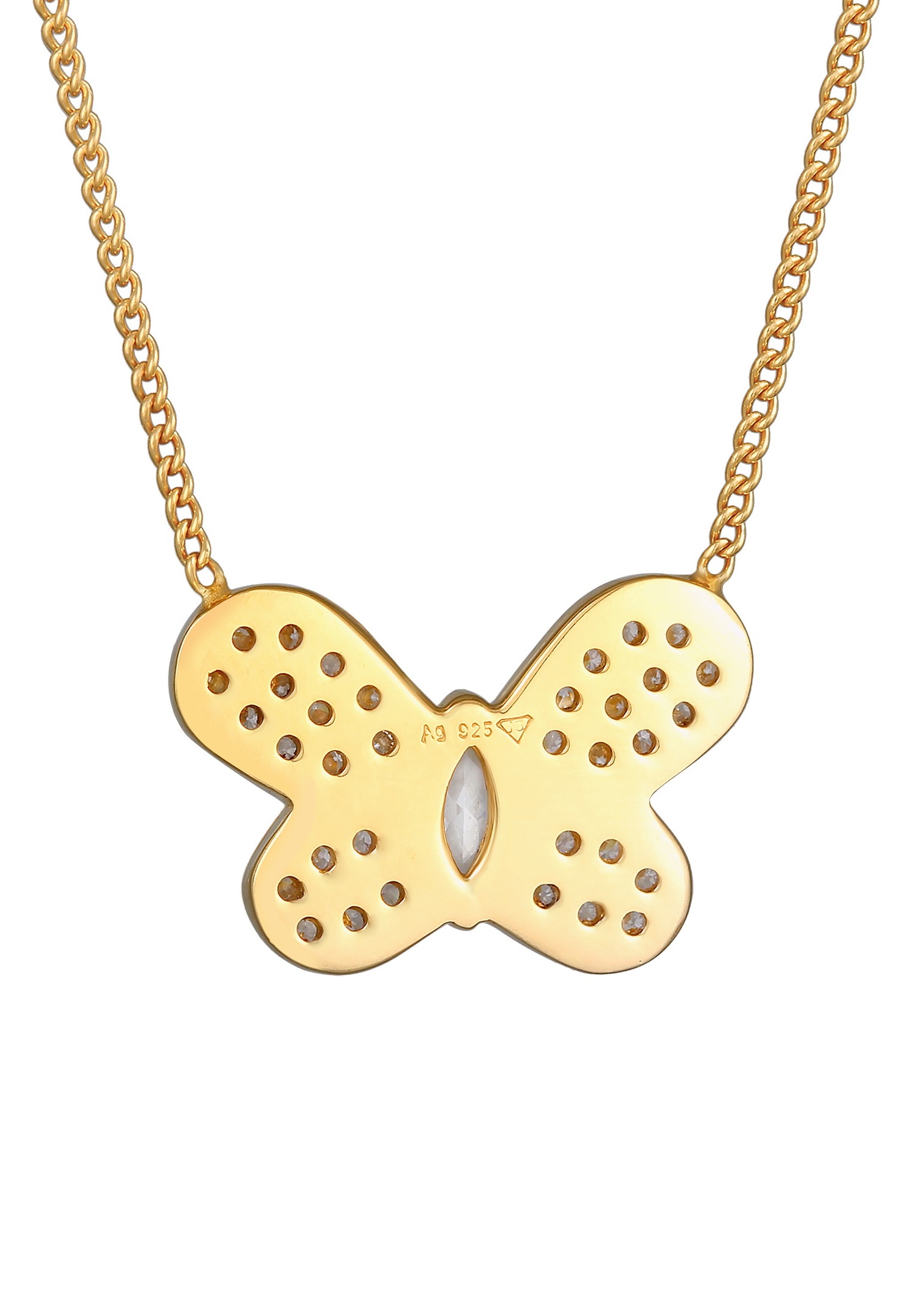 Elli Femmes pendentif papillon étincelant tendance avec zirconia en argent sterling 925