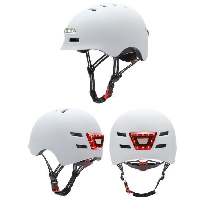 Casco da bici SURENHAP Rithok con ricarica USB, luce intensa e luce di segnalazione - Bianco