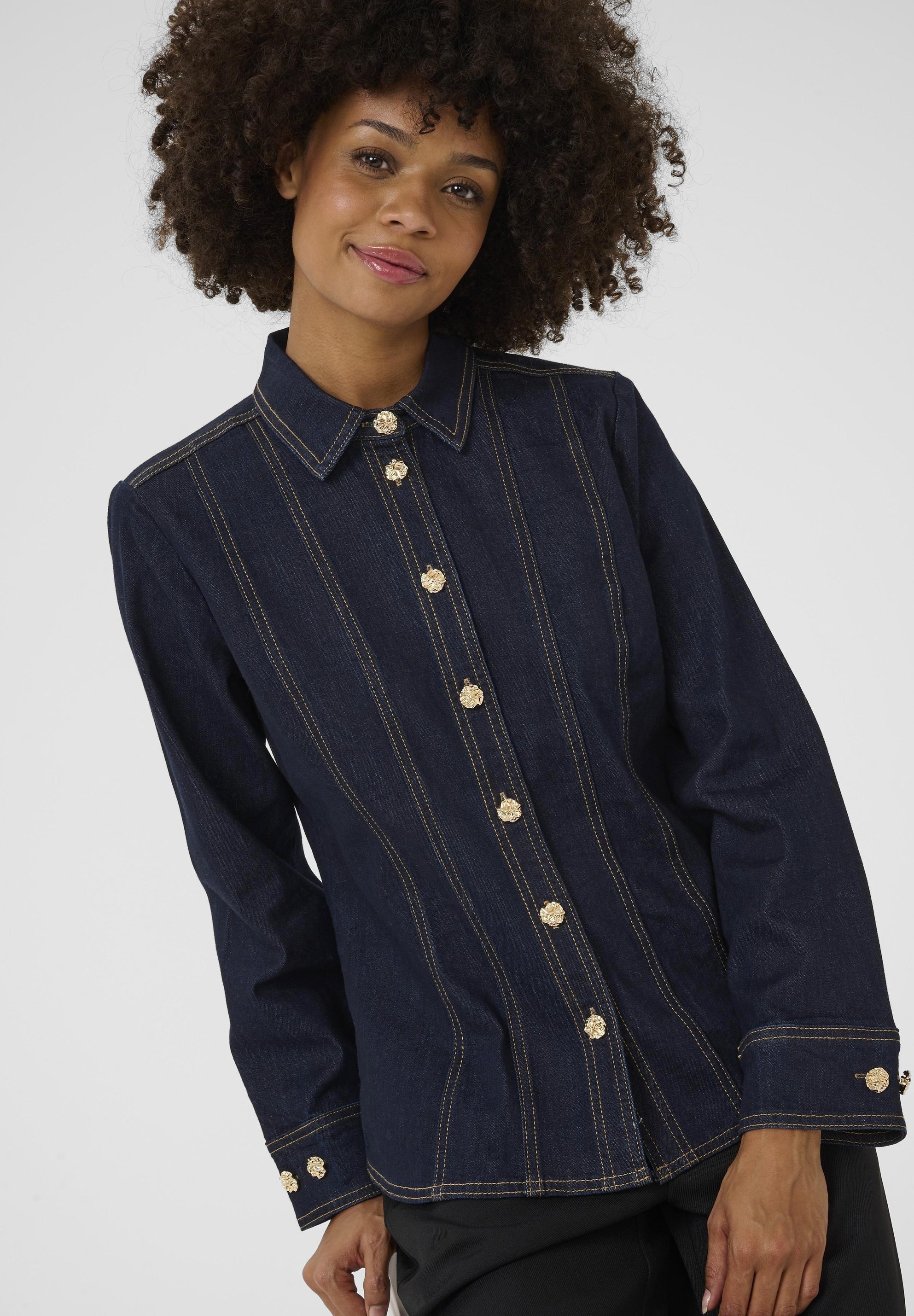 Culture CUBOBBIE DENIM - Bluzka zapinana na guziki - pranie w pralce