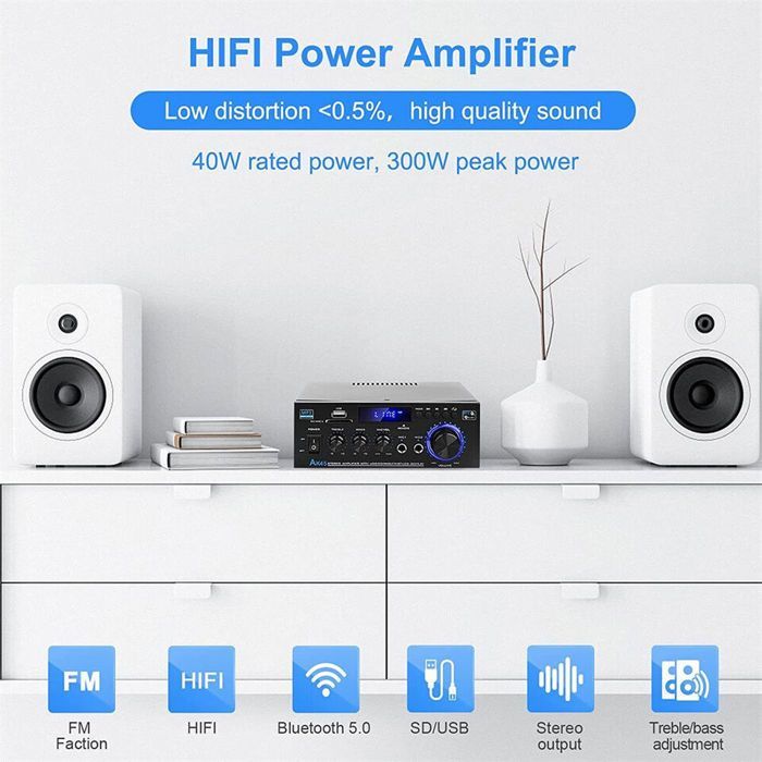 Amplificateur stro HIFI numrique Bluetooth FM USB Amplificateur intgr Label