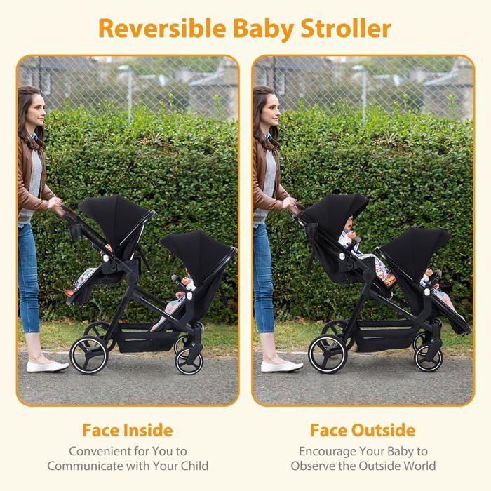 Cochecito doble ligero, carrito de viaje plegable, cochecito tándem compacto con asientos reversibles, capazo para bebé, carga máxima 30 kg.