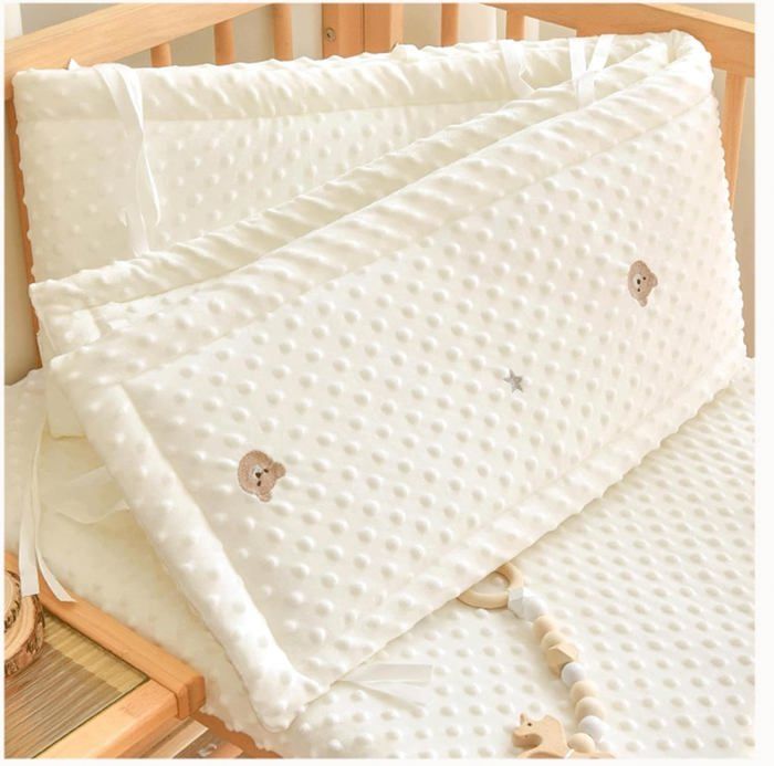Protector de cuna, transpirable, lavable, protección completa, protector de cuna para bebés niños y niñas (240 x 28 cm)