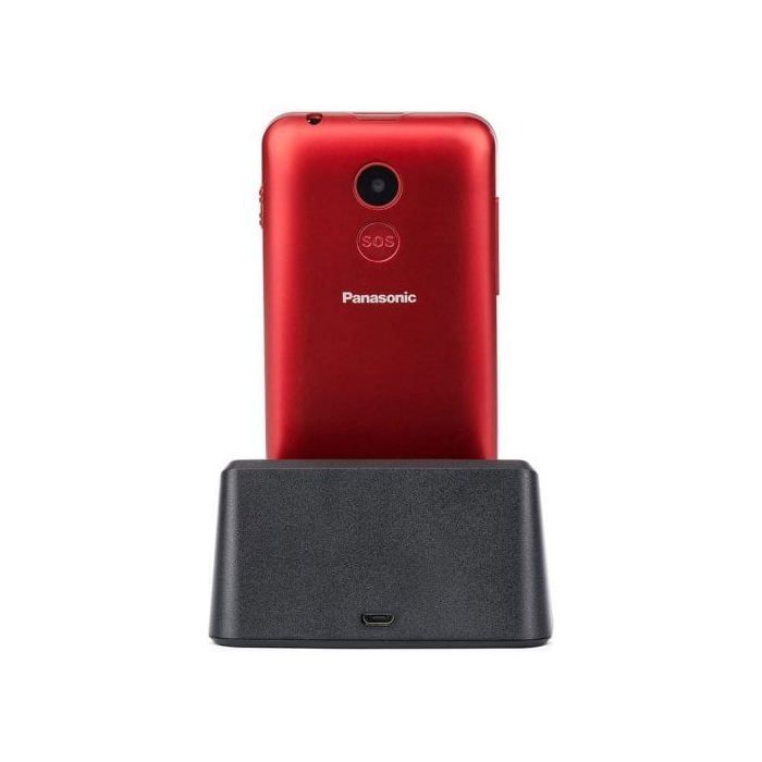 Teléfono móvil Panasonic KX-TU155 para personas mayores, rojo.