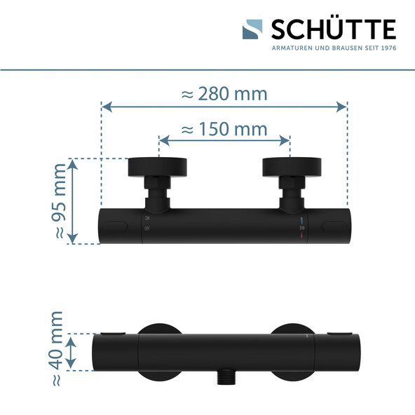 Shower faucet with thermostat LOS ANGELES, matte black