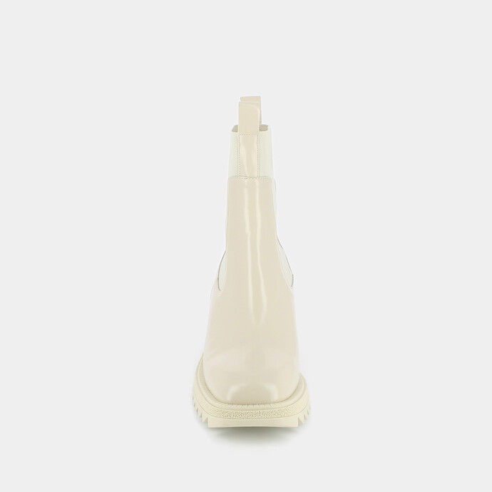 Boots à élastiques et semelles crantées  en cuir glacé écru
