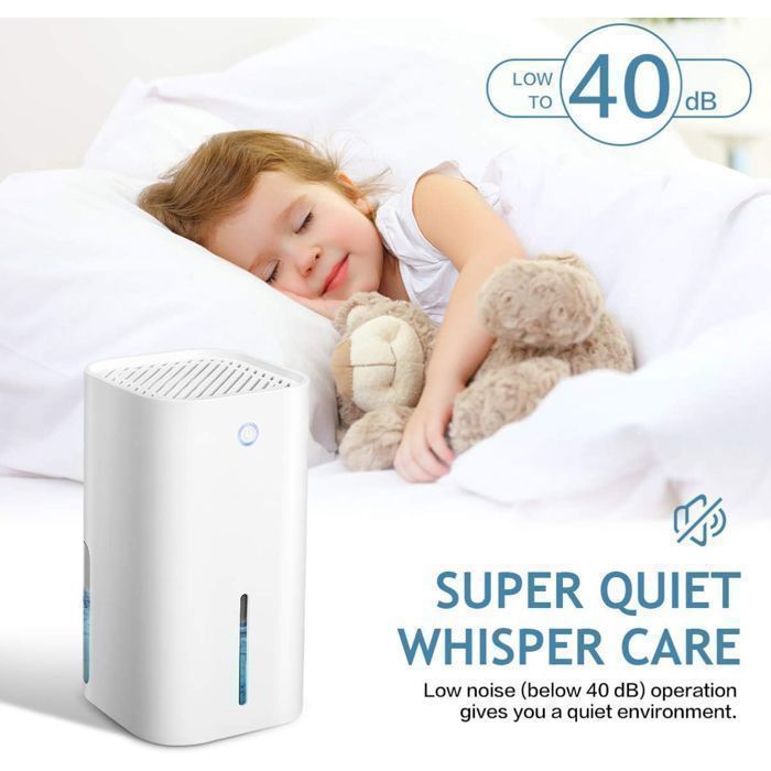 Deshumidificador de aire de 850 ml, deshumidificador eléctrico silencioso, apagado automático para baño y dormitorio.