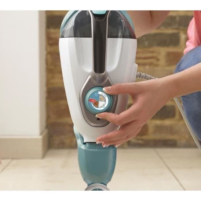 BLACK & DECKER - - Balai vapeur filaire - 11 en 1 - 1600 W - réservoir 500ml (dure 20min) - SteamMitt - blanc/turquoise - BHSM166DSM