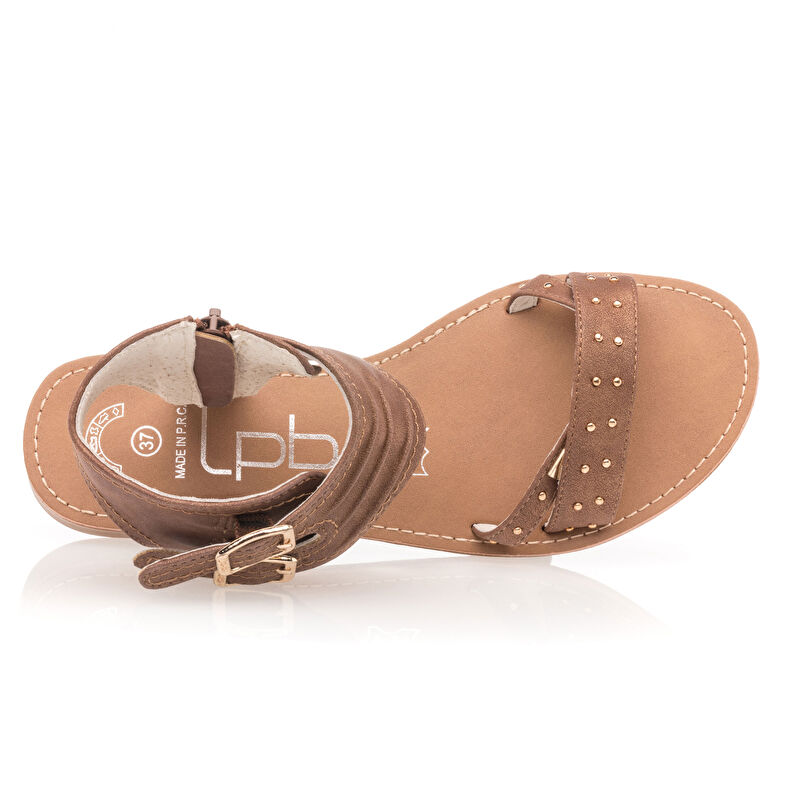 Braune Damensandalen / Zehenfreie Schuhe
