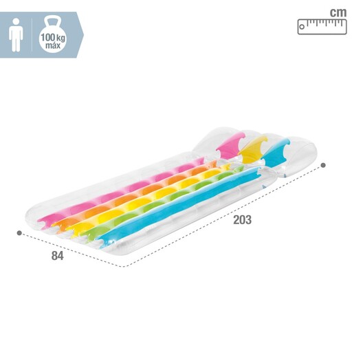 Intex Rainbow oppustelig madras med ryglæn 84x203 cm