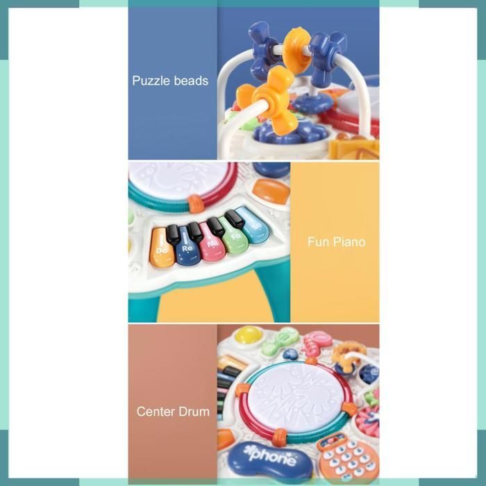 KEENSO Activity Table, Multifunctional Baby Activity Table, Early Learning Musical Toy with Flower Decoration