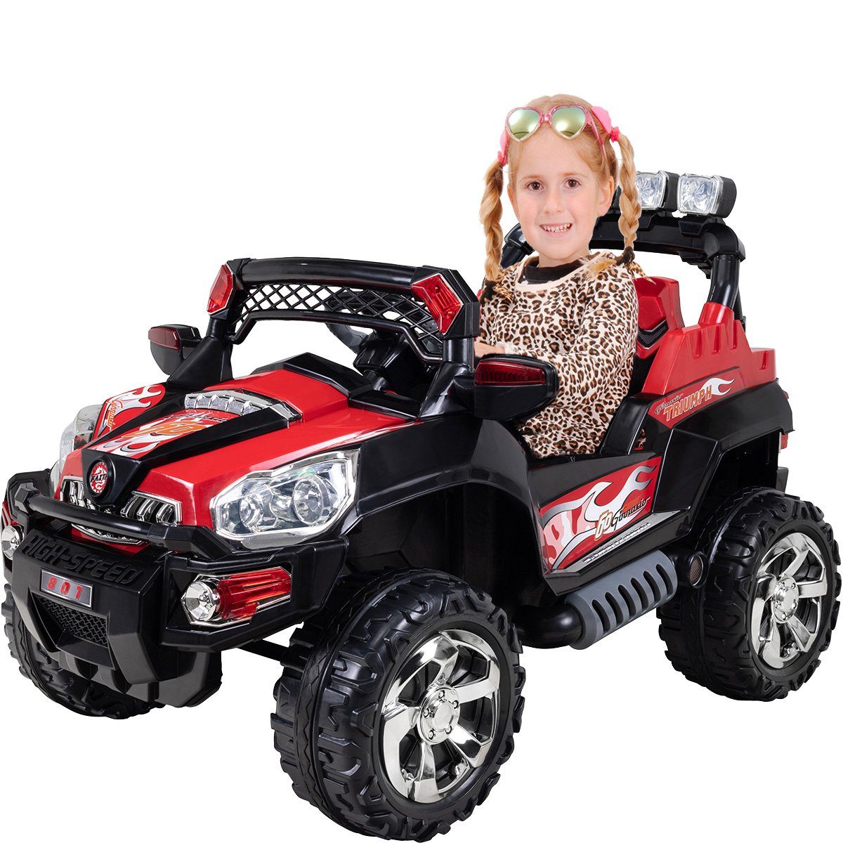 Actionbikes Motors elektrische kinderauto Jeep 801 met afstandsbediening, draagvermogen 40 kg, (2-delig), offroad speelgoedvoertuig voor kinderen vanaf 3 jaar - automatische rem