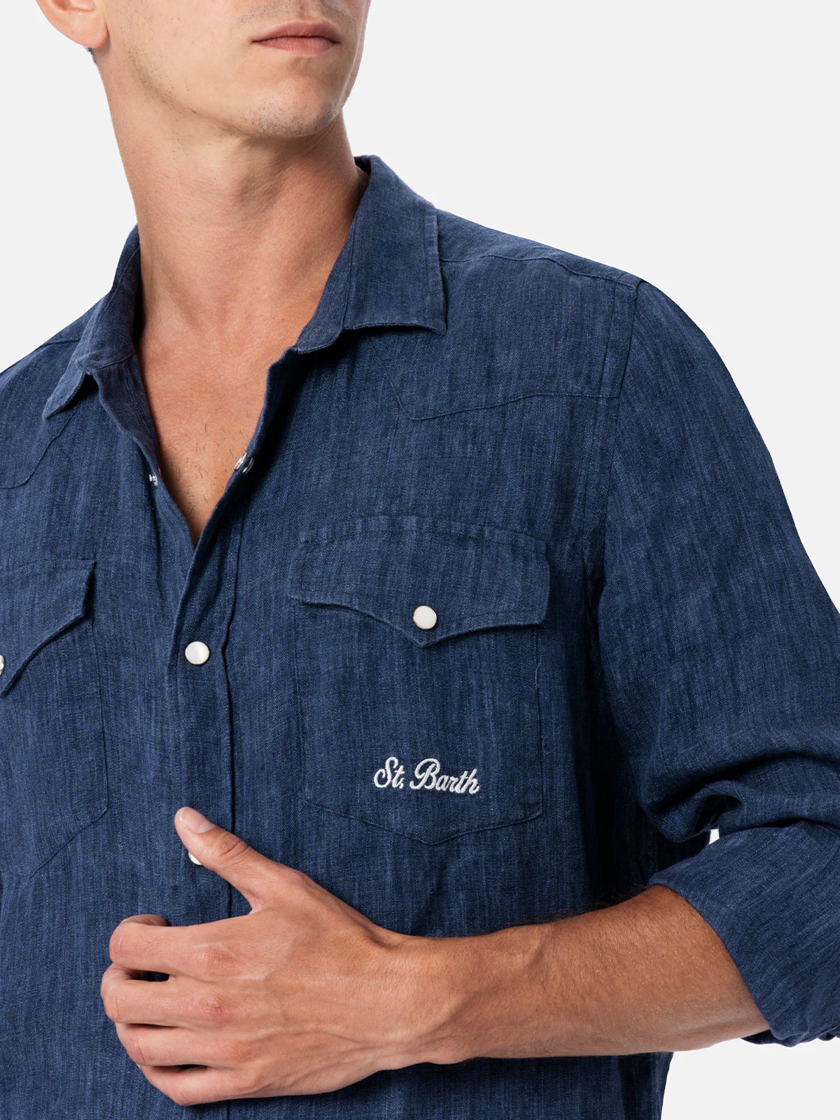 Greg Delave linnen denim overhemd voor heren