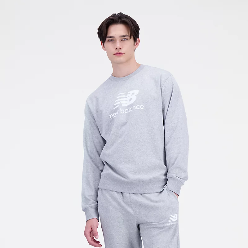 Bluza z okrągłym dekoltem z materialu French Terry marca Homme Essentials Stacked Logo – ATHLETIC GREY