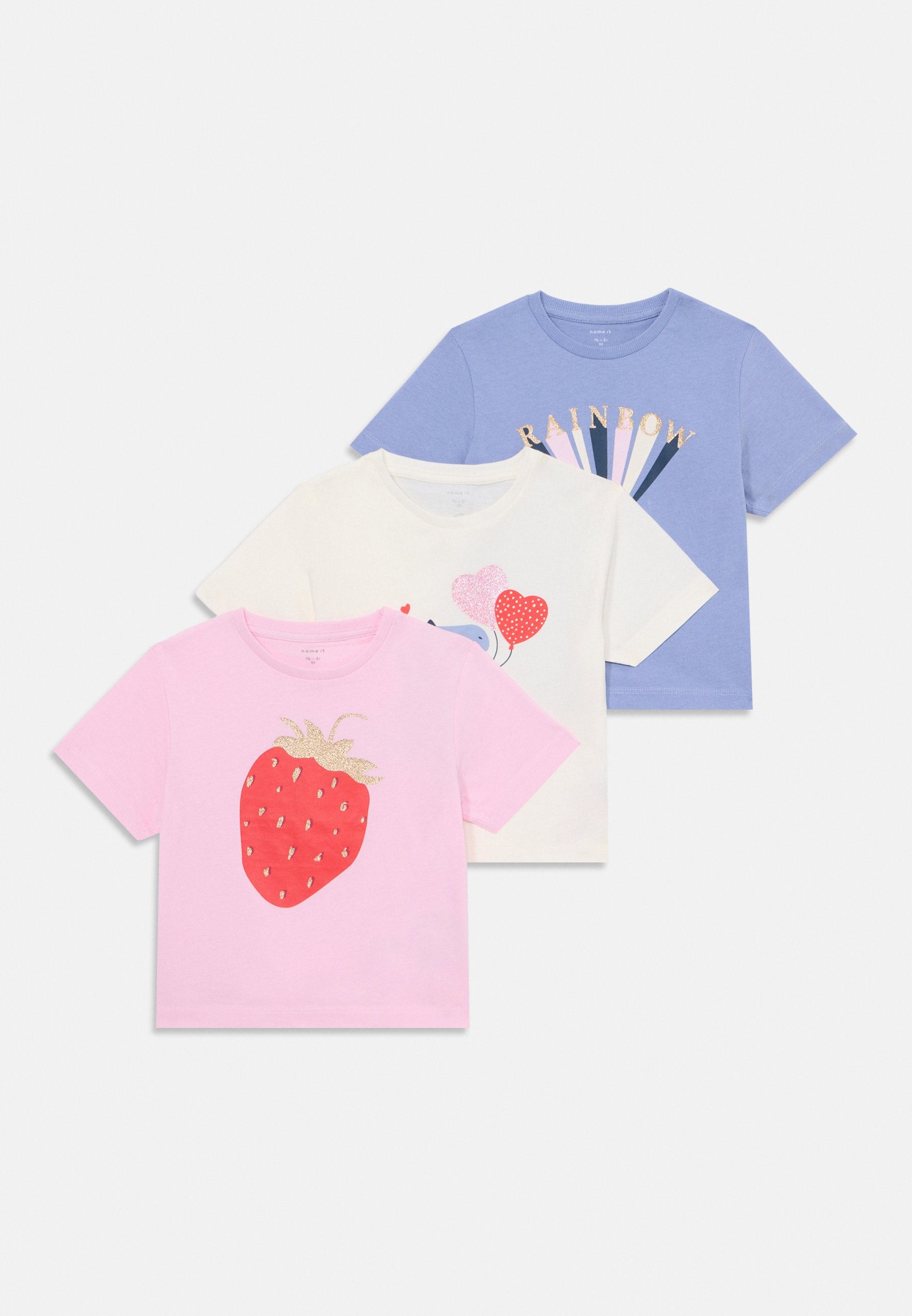 Noem het NMFKATINKA 3-PACK - Bedrukt T-shirt - kokosmelk/pirouette/paarse impressie