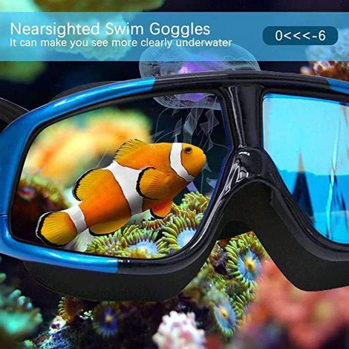 Swimming goggles with UV protection and anti-fog coating, suitable for indoor and outdoor use