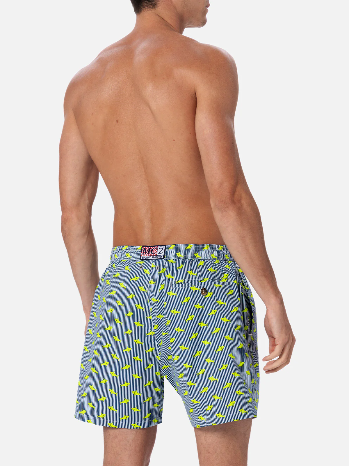 Klassiek comfortabel, licht elastisch badpak met haaienprint.