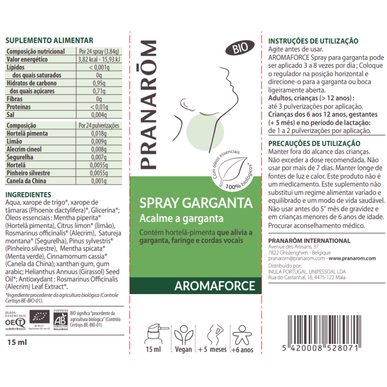 Pranarôm sprej do krku Aromaforce sprej zklidňuje a uklidňuje tymián Thujamol 15 ml 15 ml