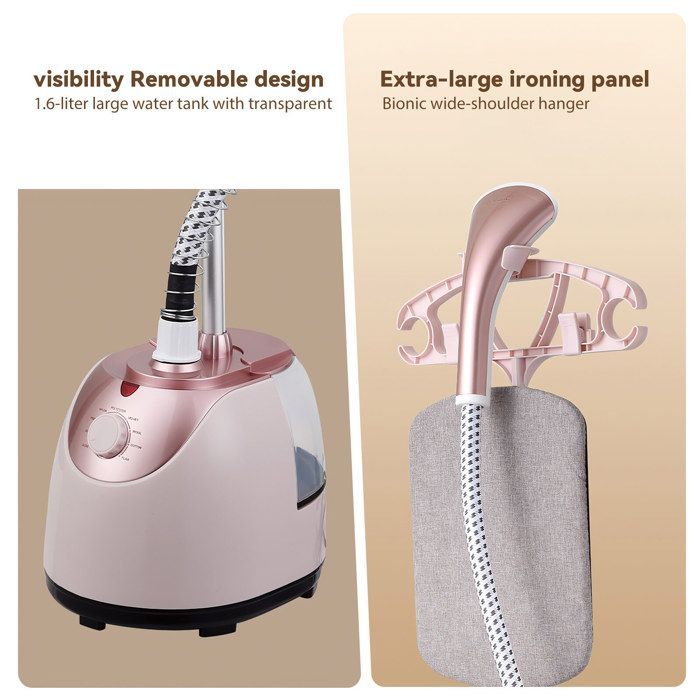 Défroisseur Vapeur Vertical 2 en 1 - Défroisseur vapeur - 1800W/1.6L - 220V - Utilisation horizontale ou verticale - double vapeur