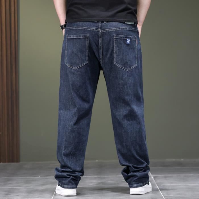Jeans estivi da uomo taglie forti, vestibilità ampia, gamba dritta, leggeri - Blu scuro - INSFITY - Uomo - Adulto