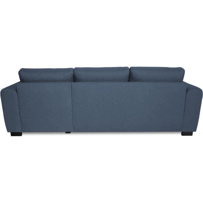 Divano angolare fisso reversibile a 4 posti HAMILTON - Tessuto blu - L245 x P150 x H86 cm - Prodotto in Ucraina