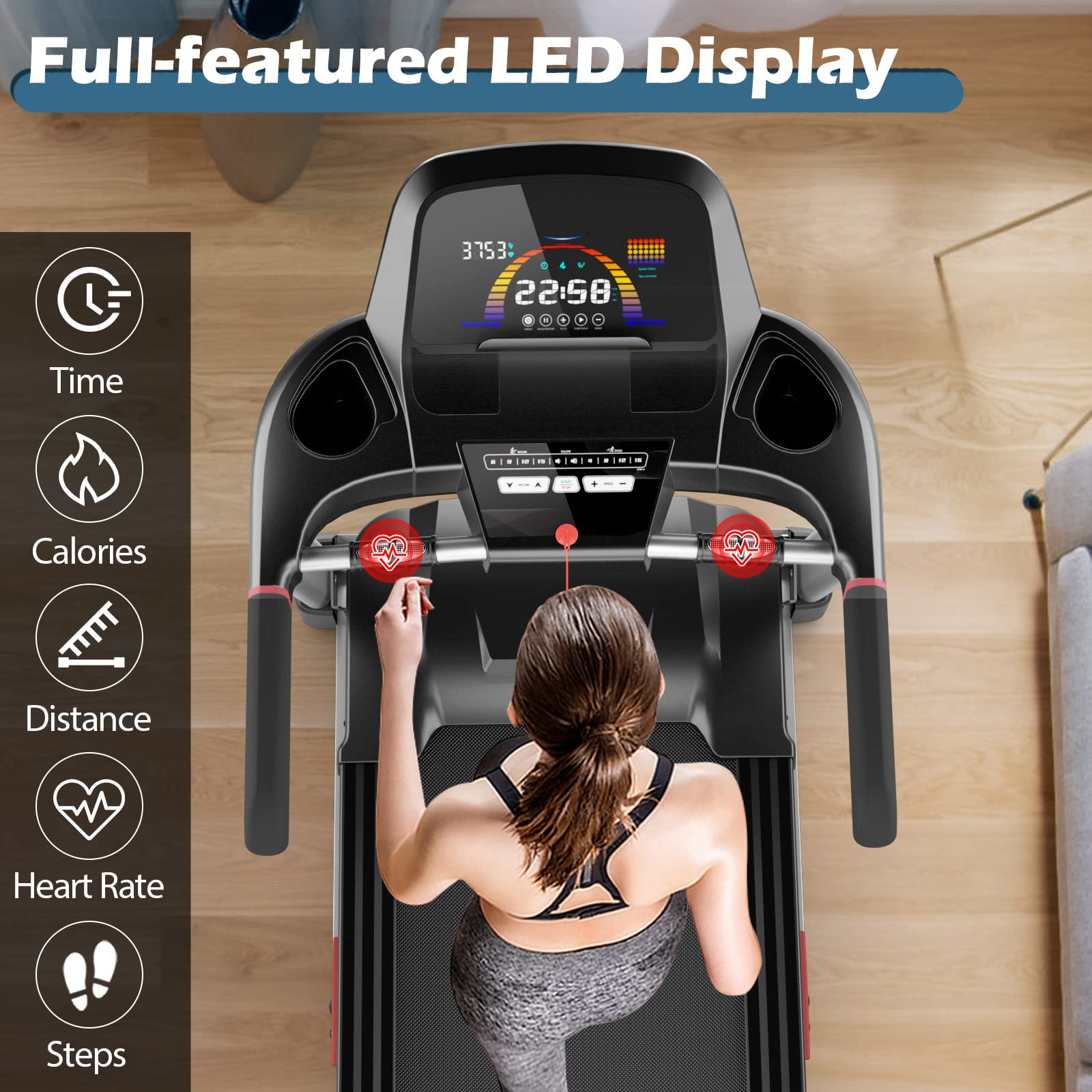 Goplus 4,75 PS Klapplaufband für Heimfitnessstudios, robustes Superfit-Laufband für den gewerblichen Einsatz mit 15 % automatischer Steigung